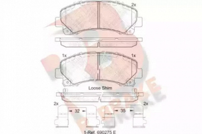 R BRAKE rb2082 -  Комплект тормозных колодок, дисковый тормоз